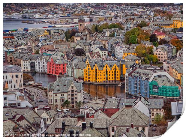 Colourful Alesund Rooftops Print by Janet Carmichael