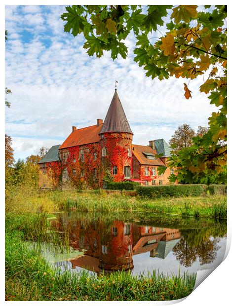 Ortofta Castle with Autumn Colours Print by Antony McAulay
