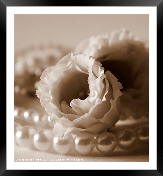 Petals and Pearls 2 Framed Mounted Print by zoe jenkins