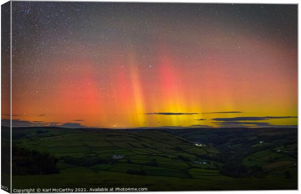 Aurora Borealis Lighting the Northern Skies from the Brecon Beacons Canvas Print by Karl McCarthy