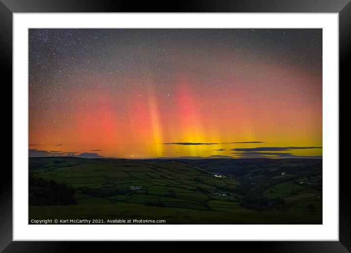 Aurora Borealis Lighting the Northern Skies from the Brecon Beacons Framed Mounted Print by Karl McCarthy