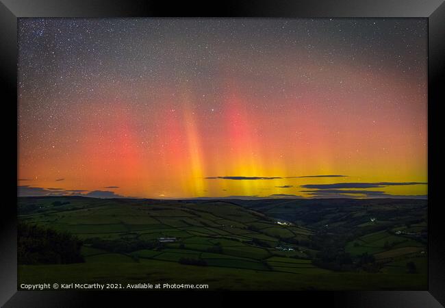 Aurora Borealis Lighting the Northern Skies from the Brecon Beacons Framed Print by Karl McCarthy