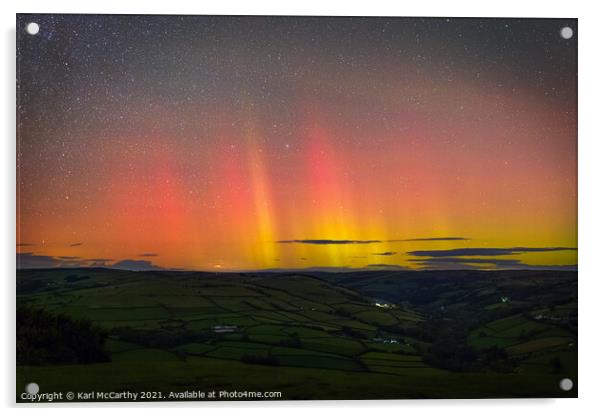 Aurora Borealis Lighting the Northern Skies from the Brecon Beacons Acrylic by Karl McCarthy