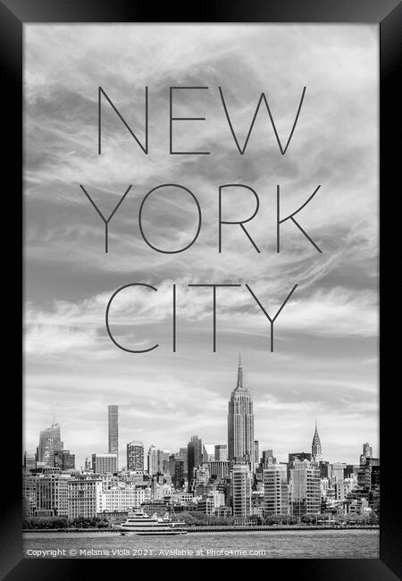 NYC Midtown Manhattan | Text & Skyline Framed Print by Melanie Viola