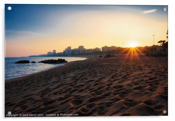 Sunset in Platja d'Aro, Costa Brava - Glamor Edition Acrylic by Jordi Carrio