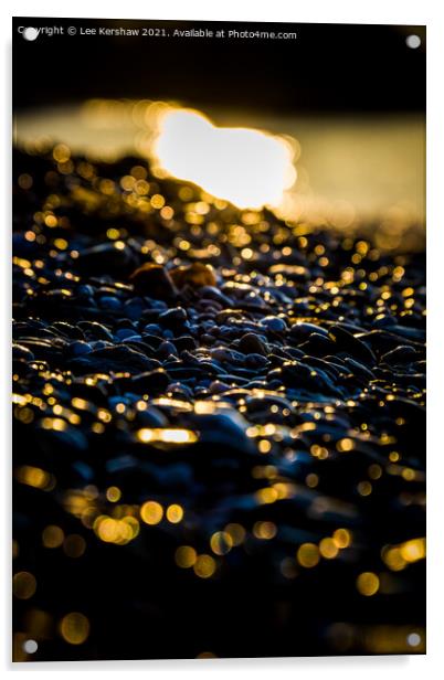 "Golden Serenity: A Coastal Meditation" Acrylic by Lee Kershaw