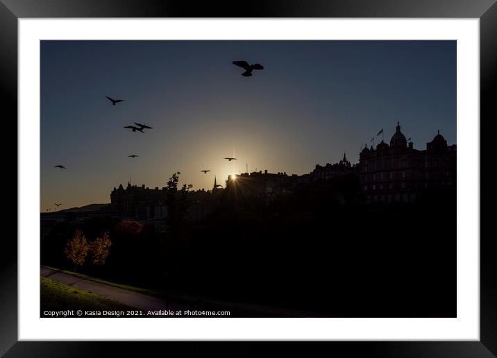 Edinburgh Old Town Birds at Dawn Framed Mounted Print by Kasia Design