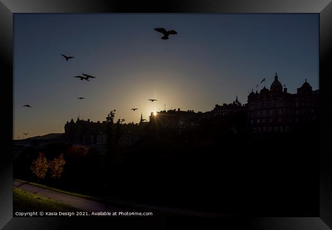 Edinburgh Old Town Birds at Dawn Framed Print by Kasia Design