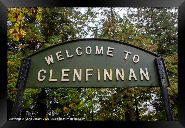 Welcome to Glenfinnan Sign in Scotland Framed Print by Chris Dorney