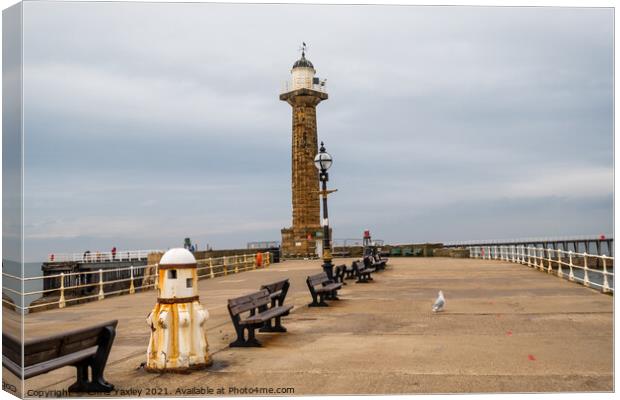 West Pier Lighthouse, Whitby Harbour Canvas Print by Chris Yaxley