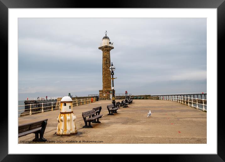 West Pier Lighthouse, Whitby Harbour Framed Mounted Print by Chris Yaxley