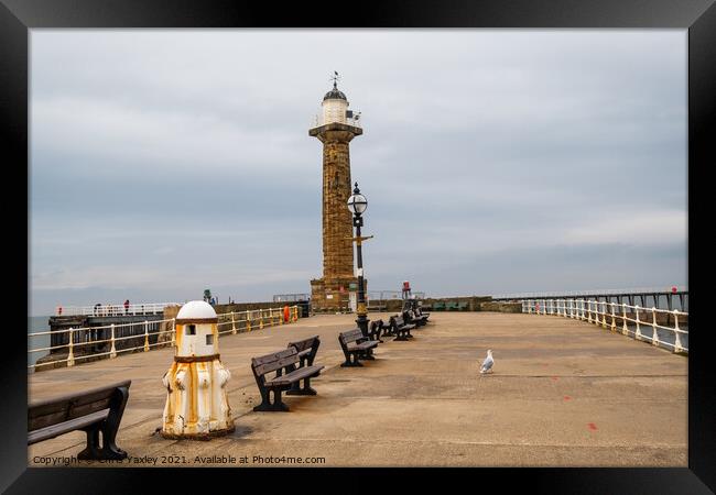 West Pier Lighthouse, Whitby Harbour Framed Print by Chris Yaxley