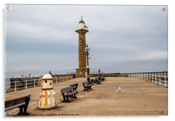 West Pier Lighthouse, Whitby Harbour Acrylic by Chris Yaxley