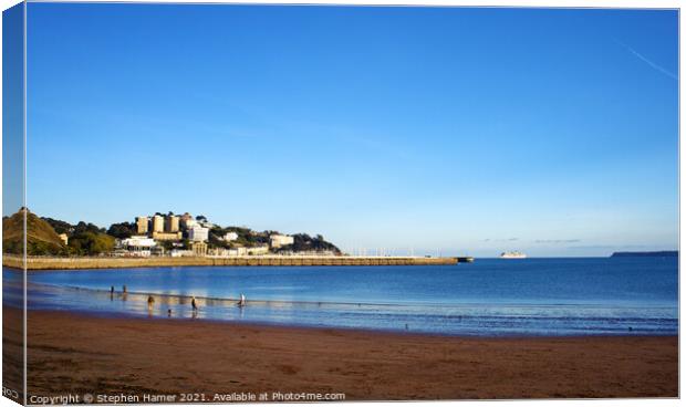 October paddle Torquay Canvas Print by Stephen Hamer