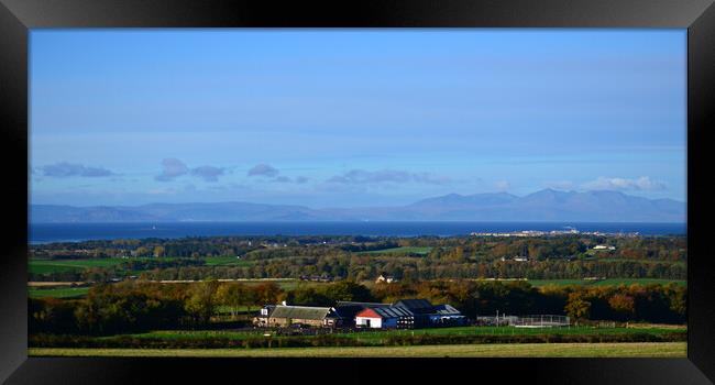Ayrshire farm buildings, view over Firth of Clyde Framed Print by Allan Durward Photography