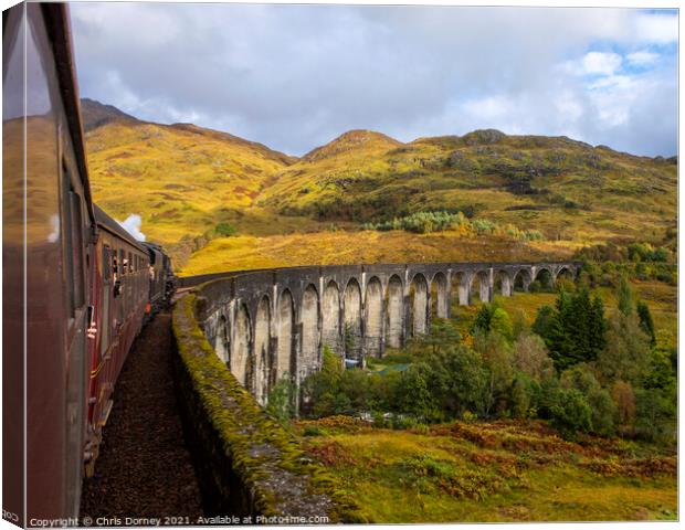 Jacobite Express Steam Train on the Glenfinnan Viaduct Canvas Print by Chris Dorney
