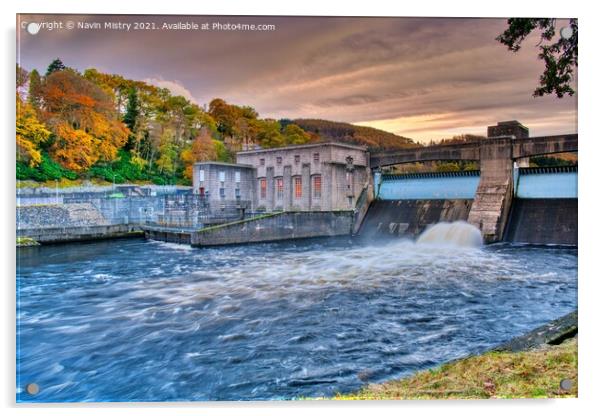 Pitlochry Hydroelectric Dam, Perthshire Acrylic by Navin Mistry