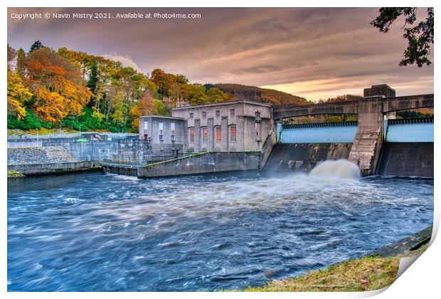 Pitlochry Hydroelectric Dam, Perthshire Print by Navin Mistry