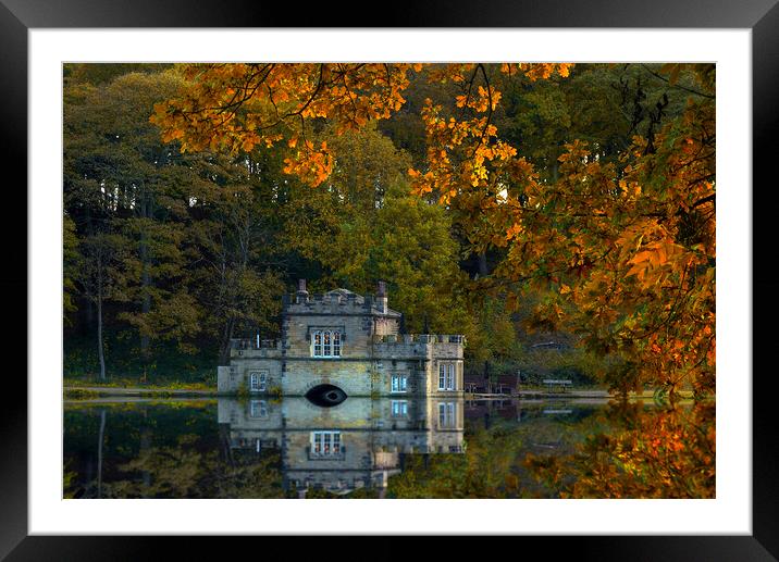 Newmillerdam Boathouse In Autumn Framed Mounted Print by Alison Chambers