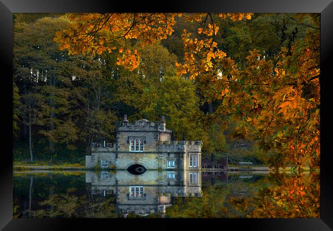 Newmillerdam Boathouse In Autumn Framed Print by Alison Chambers