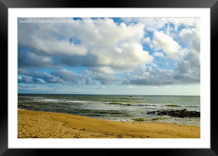Beach with clouds on blue sky at sunset Framed Mounted Print by Lucas D'Souza