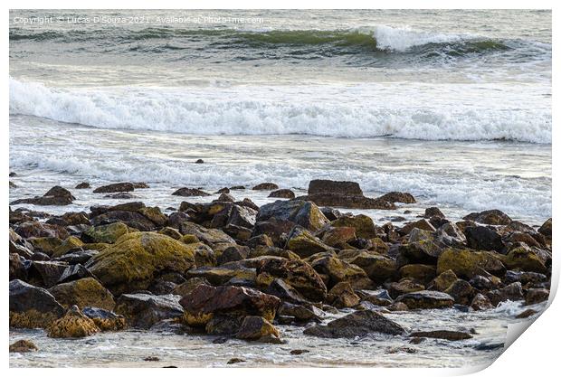 Sea waves breaking on the rocks Print by Lucas D'Souza