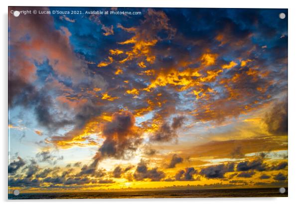Sunset on the beach Acrylic by Lucas D'Souza