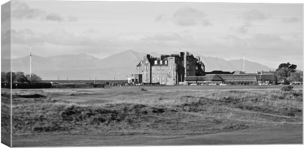 Marine Hotel Troon and majestic Arran Canvas Print by Allan Durward Photography