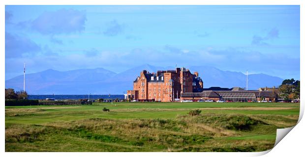 Troon hotel overlooking Arran Print by Allan Durward Photography