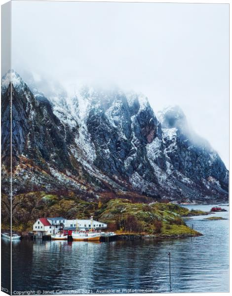Mystical Lofoten Fjord Canvas Print by Janet Carmichael