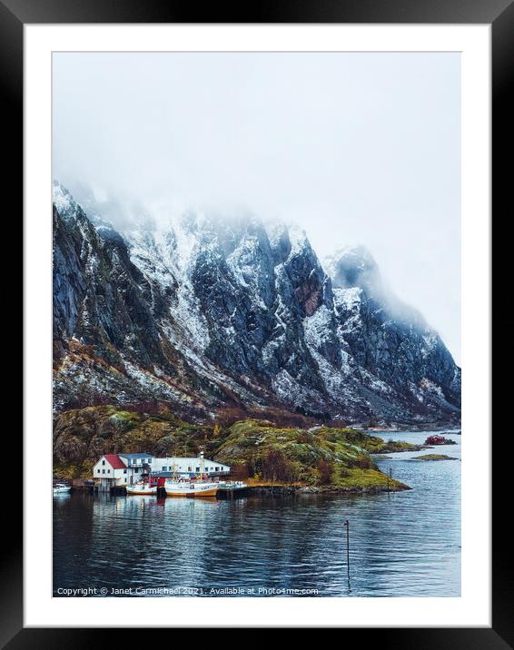 Mystical Lofoten Fjord Framed Mounted Print by Janet Carmichael