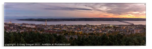 Dundee City Sunset Panorama Acrylic by Craig Doogan