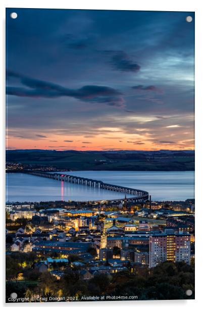 Dundee City Sunset Acrylic by Craig Doogan