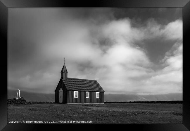 Iceland. Black icelandic church in Budir Framed Print by Delphimages Art