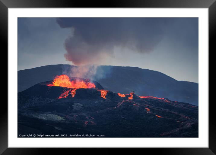 Iceland. Fagradalsfjall volcano eruption Framed Mounted Print by Delphimages Art