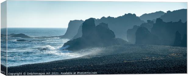 Iceland. Black beach in Snaefellsnes peninsula Canvas Print by Delphimages Art