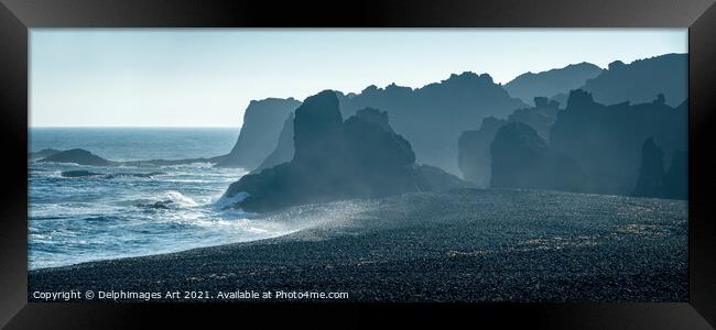 Iceland. Black beach in Snaefellsnes peninsula Framed Print by Delphimages Art