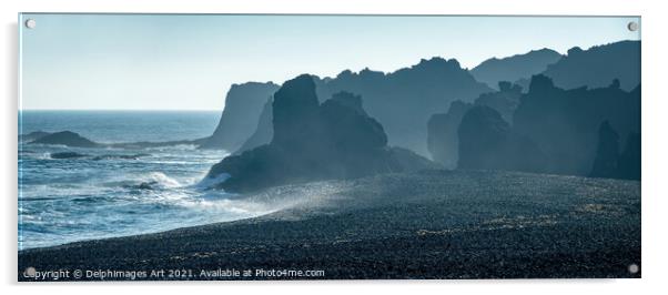Iceland. Black beach in Snaefellsnes peninsula Acrylic by Delphimages Art