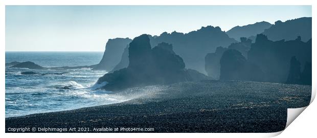 Iceland. Black beach in Snaefellsnes peninsula Print by Delphimages Art