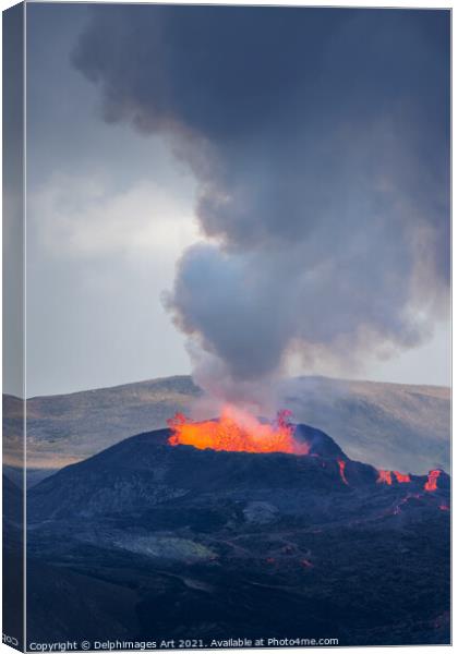 Iceland, Fagradalsfjall volcano eruption Canvas Print by Delphimages Art