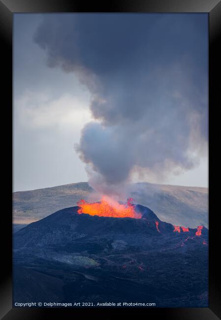 Iceland, Fagradalsfjall volcano eruption Framed Print by Delphimages Art