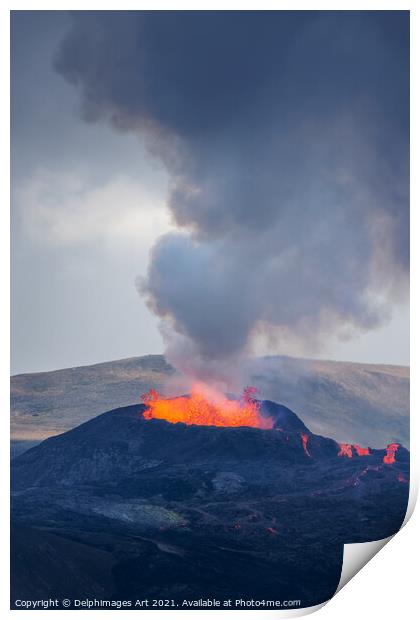 Iceland, Fagradalsfjall volcano eruption Print by Delphimages Art