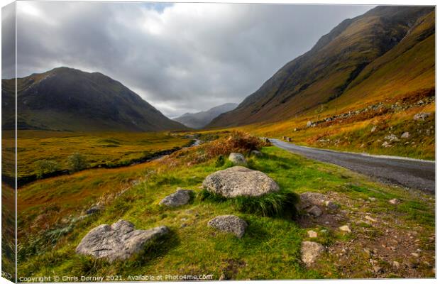 Glencoe in the Highlands of Scotland Canvas Print by Chris Dorney