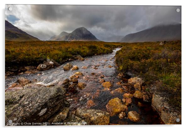 Glen Etive and Buachaille Etive Mor in the Scottish Highlands Acrylic by Chris Dorney