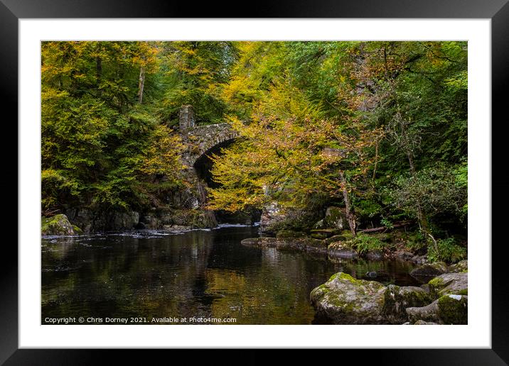 Bridge over the River Braan in the Hermitage Woodland in Scotlan Framed Mounted Print by Chris Dorney