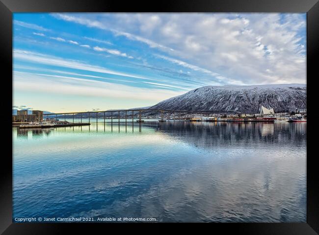 Tromso Bridge and the Arctic Cathedral Framed Print by Janet Carmichael