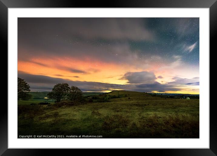 The glow of the Aurora in the Brecon Beacons Framed Mounted Print by Karl McCarthy