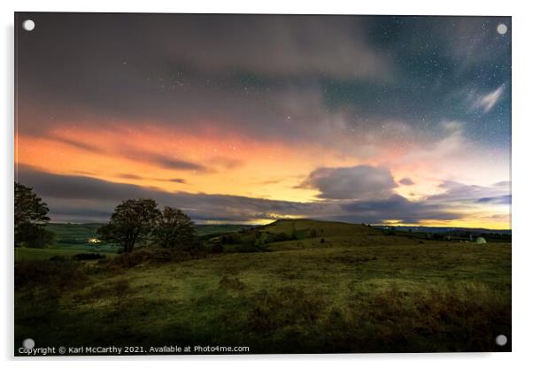 The glow of the Aurora in the Brecon Beacons Acrylic by Karl McCarthy