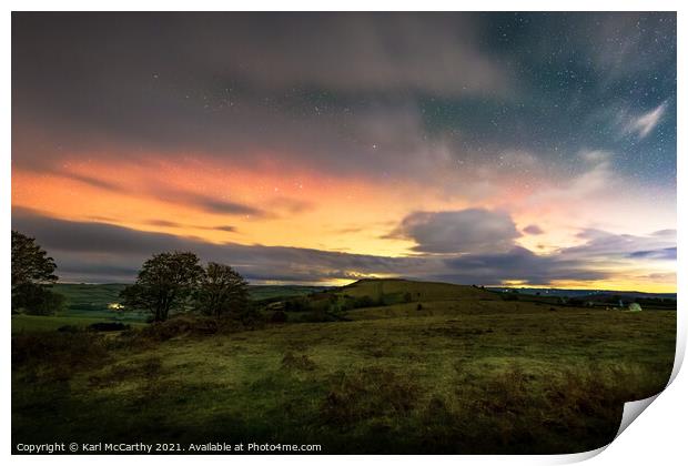 The glow of the Aurora in the Brecon Beacons Print by Karl McCarthy