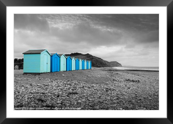 Colour Pop Beach Huts Framed Mounted Print by Heidi Stewart